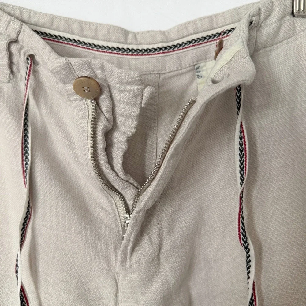 Zara Linen Blend Men Size 31 Shorts Summer Casual Beach Lightweight Neutral - Picture 6 of 9
